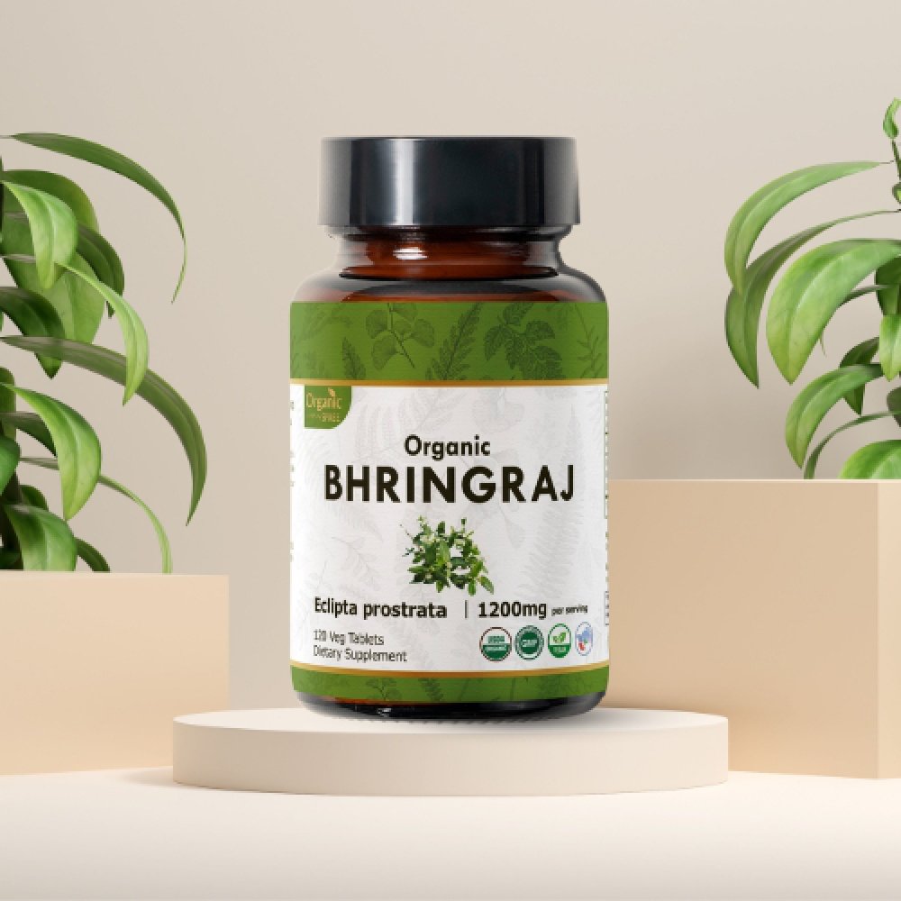 Organic Spree Bhringraj 120 Tablets - Ayurvedic Hair Care l 60 Days Supply l Organic Certified