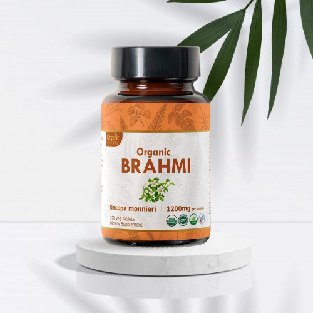 Organic Spree Brahmi 120 Tablets _ Supports Mental Clarity and Rejuvenates Mind | 60 Days Supply | Organic Certified