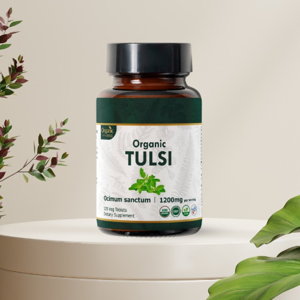 Organic Spree Tulsi 120 Tablets - Supports immunity and stress relief | 60 Days Supply | Organic Certified