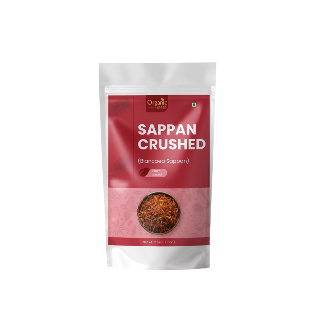 Organic Spree Sappan Wood Crushed 100gm (3.52oz) Biancaea Sappan – Pathimugam/Pathimukham – Herbal Drink Mix