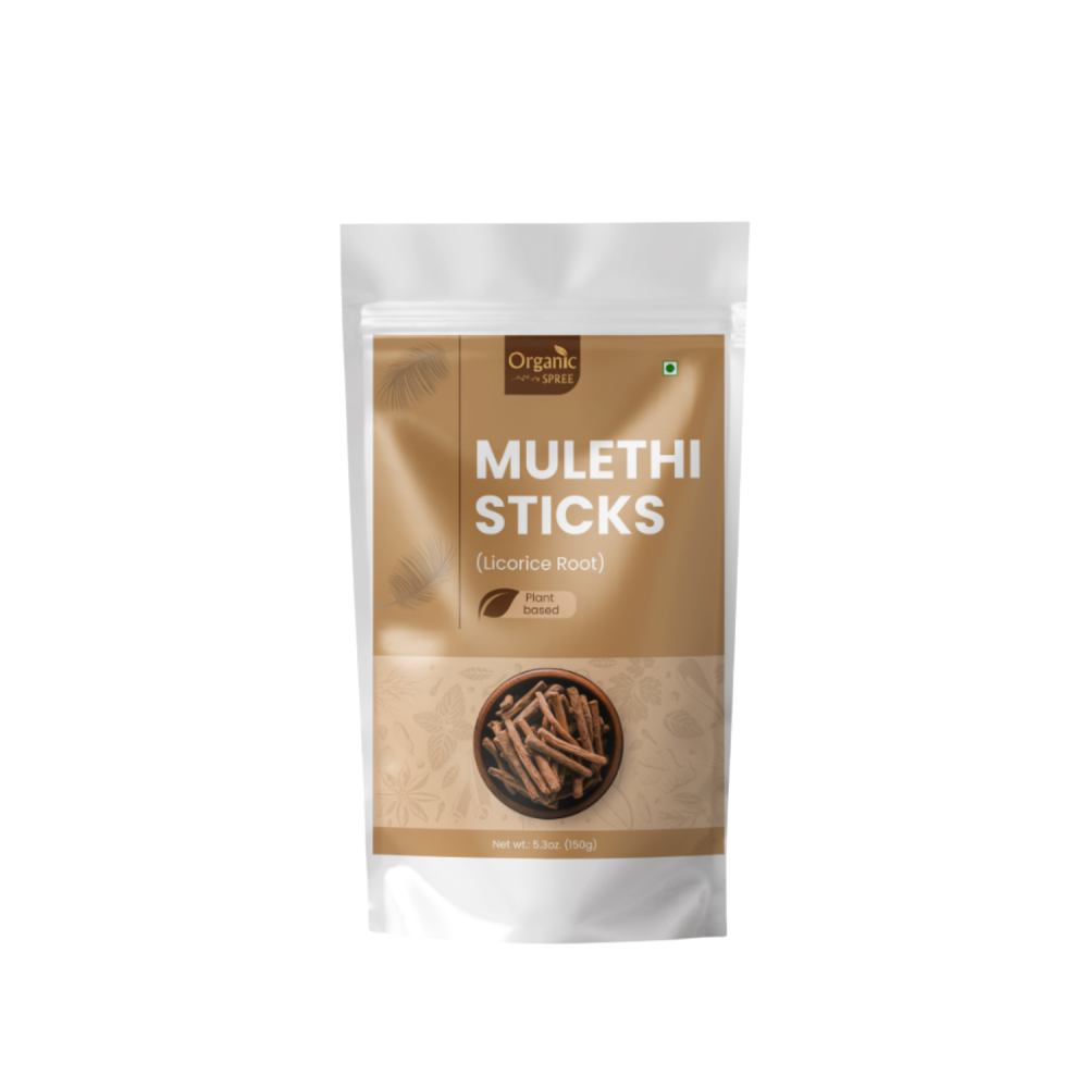 Organic Spree Licorice - Mulethi Sticks - 5.3oz (150gm) Pure and Natural Yashtimadhu - Jethimadh 150gm