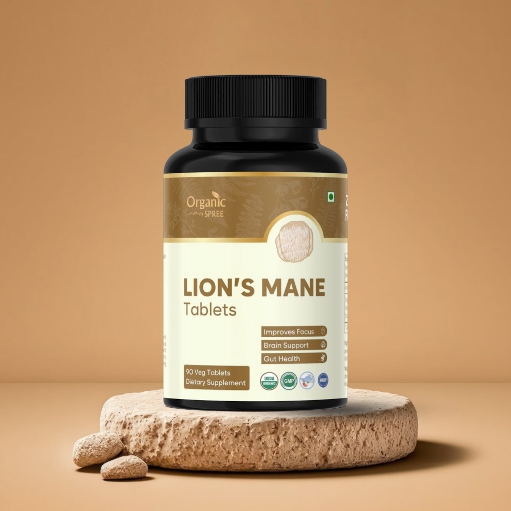 Organic Spree Lion's Mane 90 Tablets | Boosts Memory and Focus | USDA Organic Certified