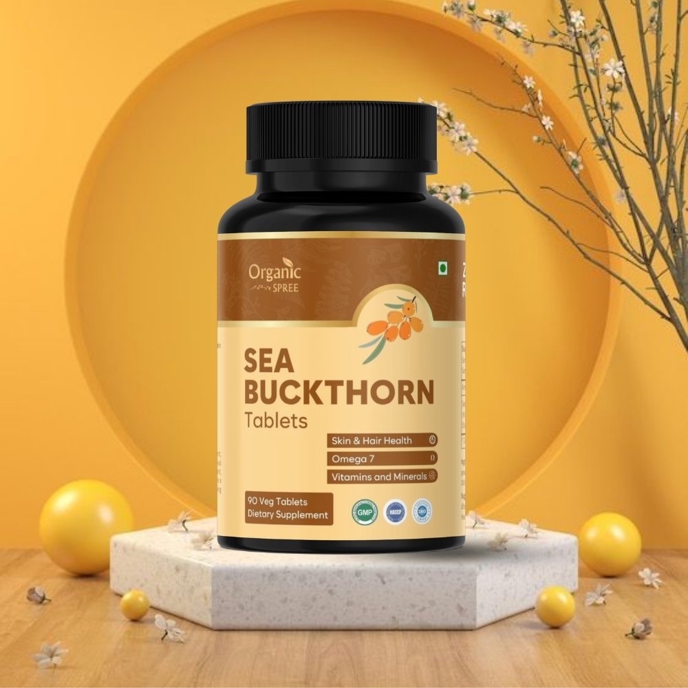 Organic Spree Sea Buckthorn 90 Tablets | Contains Omega 7 which helps build Collagen Making Your Skin Smoother