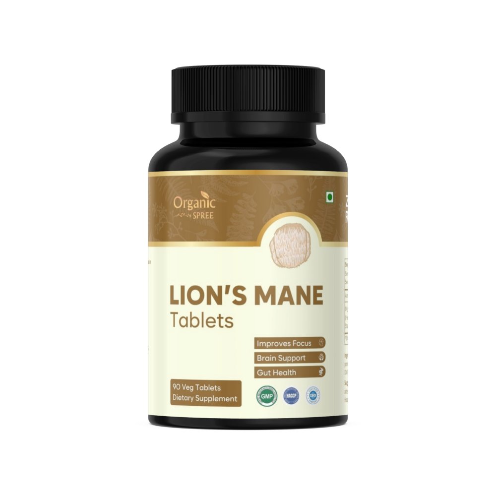 Organic Spree Lion's Mane 90 Tablets | Boosts Memory and Focus | GMP Certified