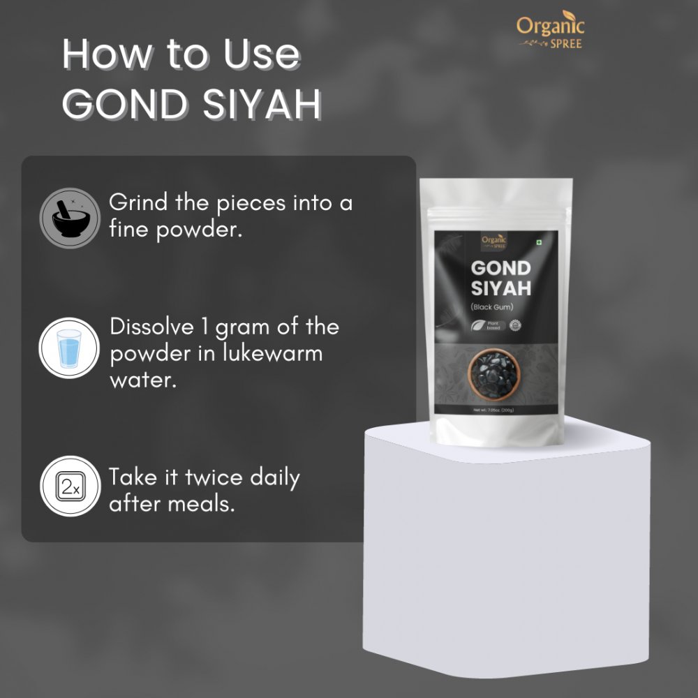 Organic Spree GOND SIYAH 200grams (7.05oz) | Black Gum| Pure, Natural & Plant Based