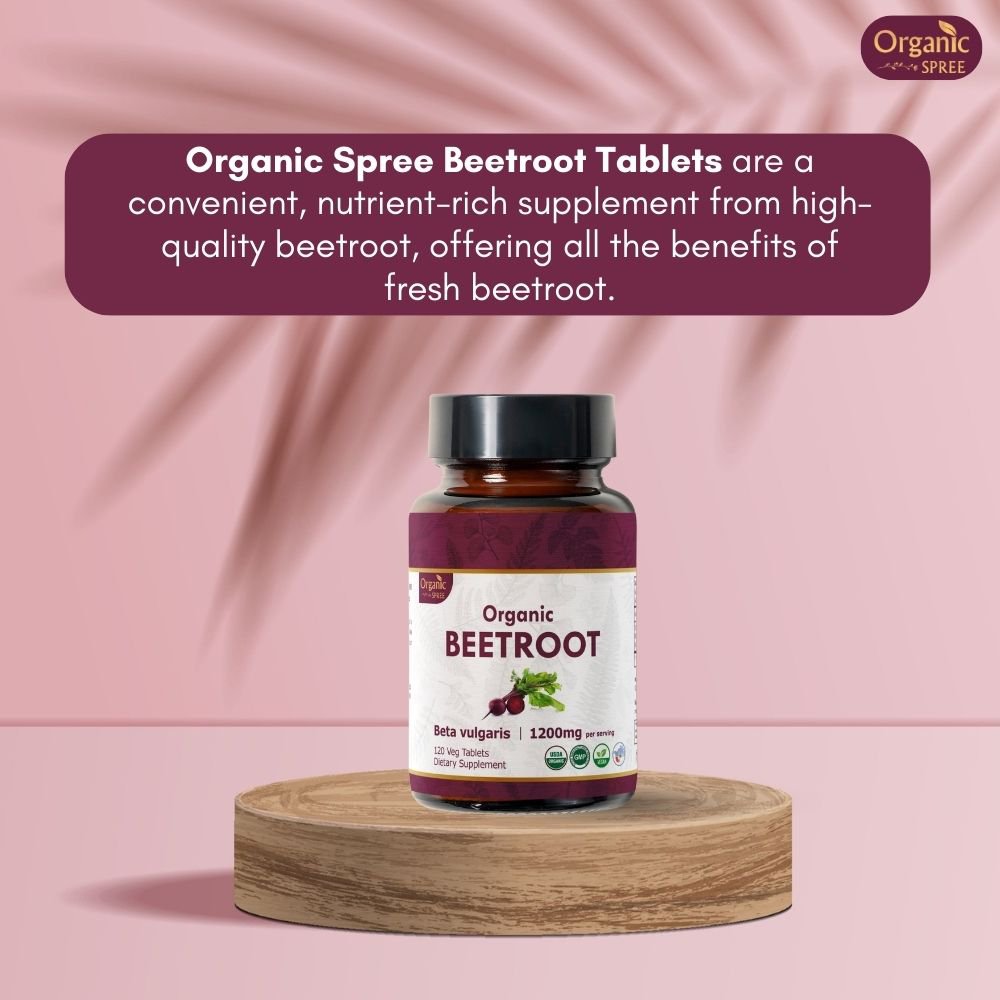 Organic Spree Beetroot 120 Tablets - Supports Blood Flow and Energy | 60 Days Supply| Organic Certified