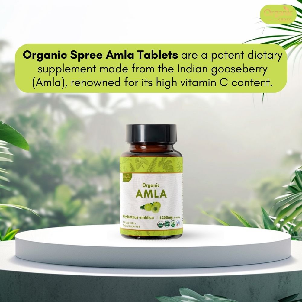 Organic Spree Amla 120 Tablets - Rich in Vitamin C, Antioxidants and Immune Support | 60 Days Supply | Organic Certified