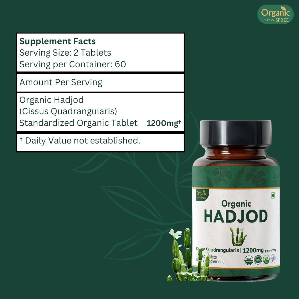 Organic Spree Hadjod - Cissus 120 Tablets - Supports Bone and joint health l 60 Days Supply l Organic Certified