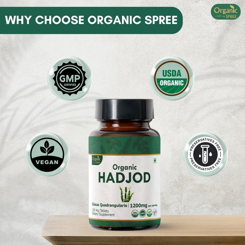 Organic Spree Hadjod - Cissus 120 Tablets - Supports Bone and joint health l 60 Days Supply l Organic Certified