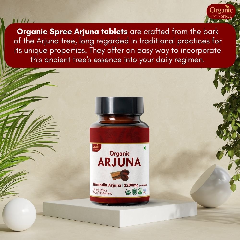 Organic Spree Arjuna 120 Tablets - Supports Cardiovascular Health l 60 Days Supply l Organic Certified