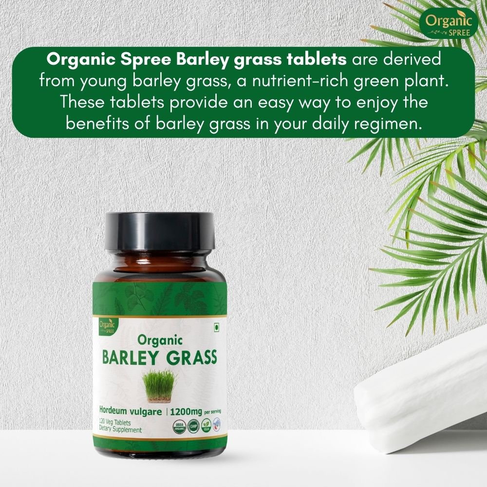 Organic Spree Barley Grass 120 Tablets - Rich in vitamins and minerals l 60 Days Supply l Organic Certified