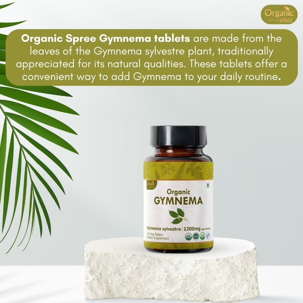 Organic Spree Gymnema 120 Tablets - Balances glucose levels l 60 Days Supply l Organic Certified