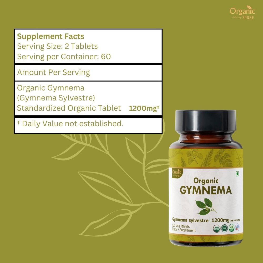 Organic Spree Gymnema 120 Tablets - Balances glucose levels l 60 Days Supply l Organic Certified