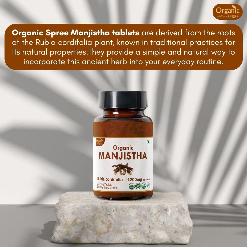 Organic Spree Manjistha 120 Tablets - Improves Skin Health l 60 Days Supply l Organic Certified