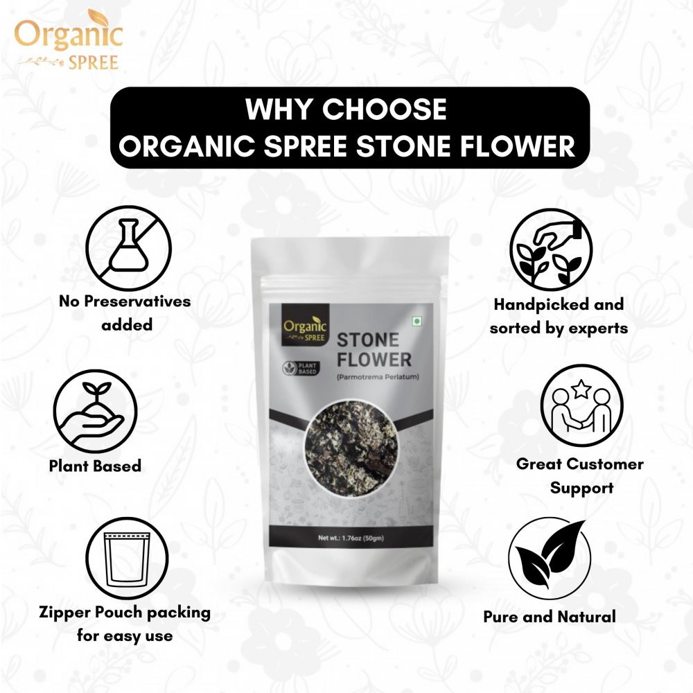 Organic Spree Stone Flower 50gm (1.76oz) Dagad Phool – Kalpasi – Pure and Natural 50gm