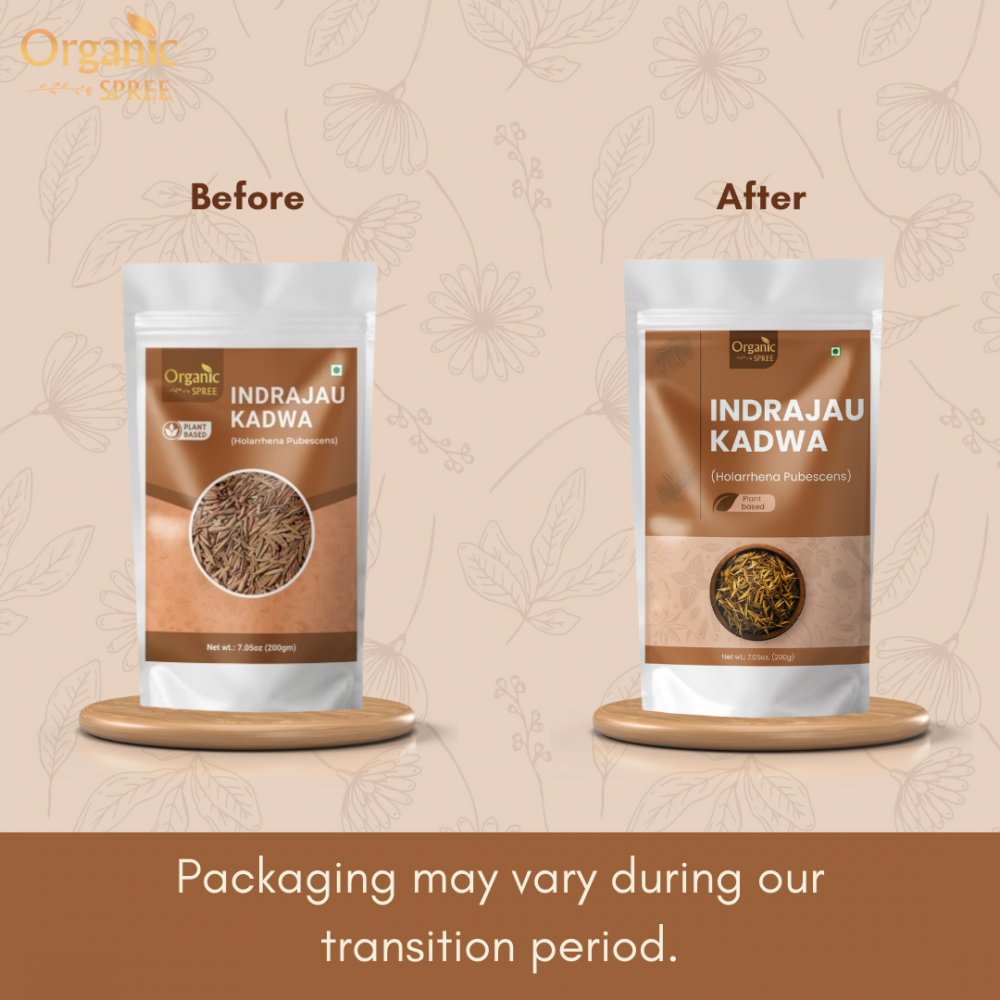 Organic Spree Indrajau Kadwa 200gm (7.05oz) Holarrhena Pubescens Pure and Natural Kutaja