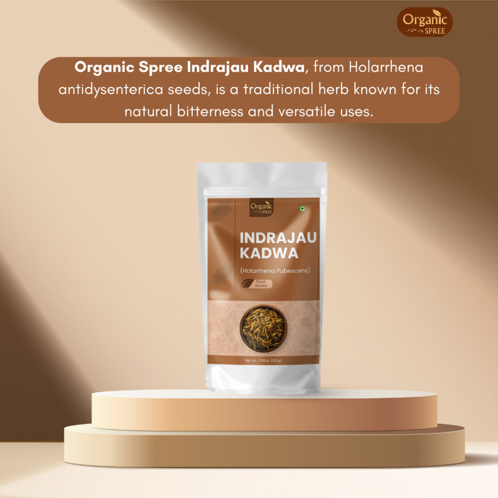Organic Spree Indrajau Kadwa 200gm (7.05oz) Holarrhena Pubescens Pure and Natural Kutaja