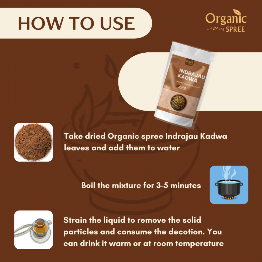 Organic Spree Indrajau Kadwa 200gm (7.05oz) Holarrhena Pubescens Pure and Natural Kutaja