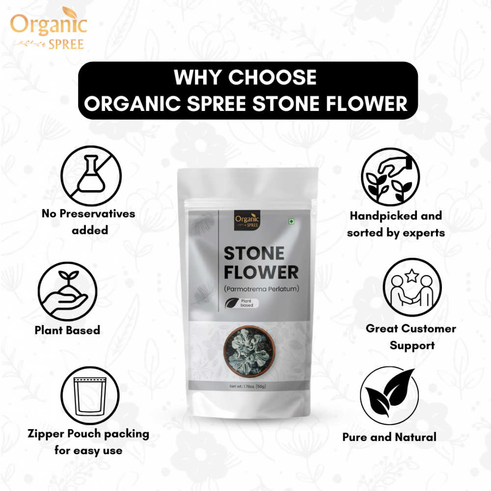 Organic Spree Stone Flower 50gm (1.76oz) Dagad Phool – Kalpasi – Pure and Natural 50gm