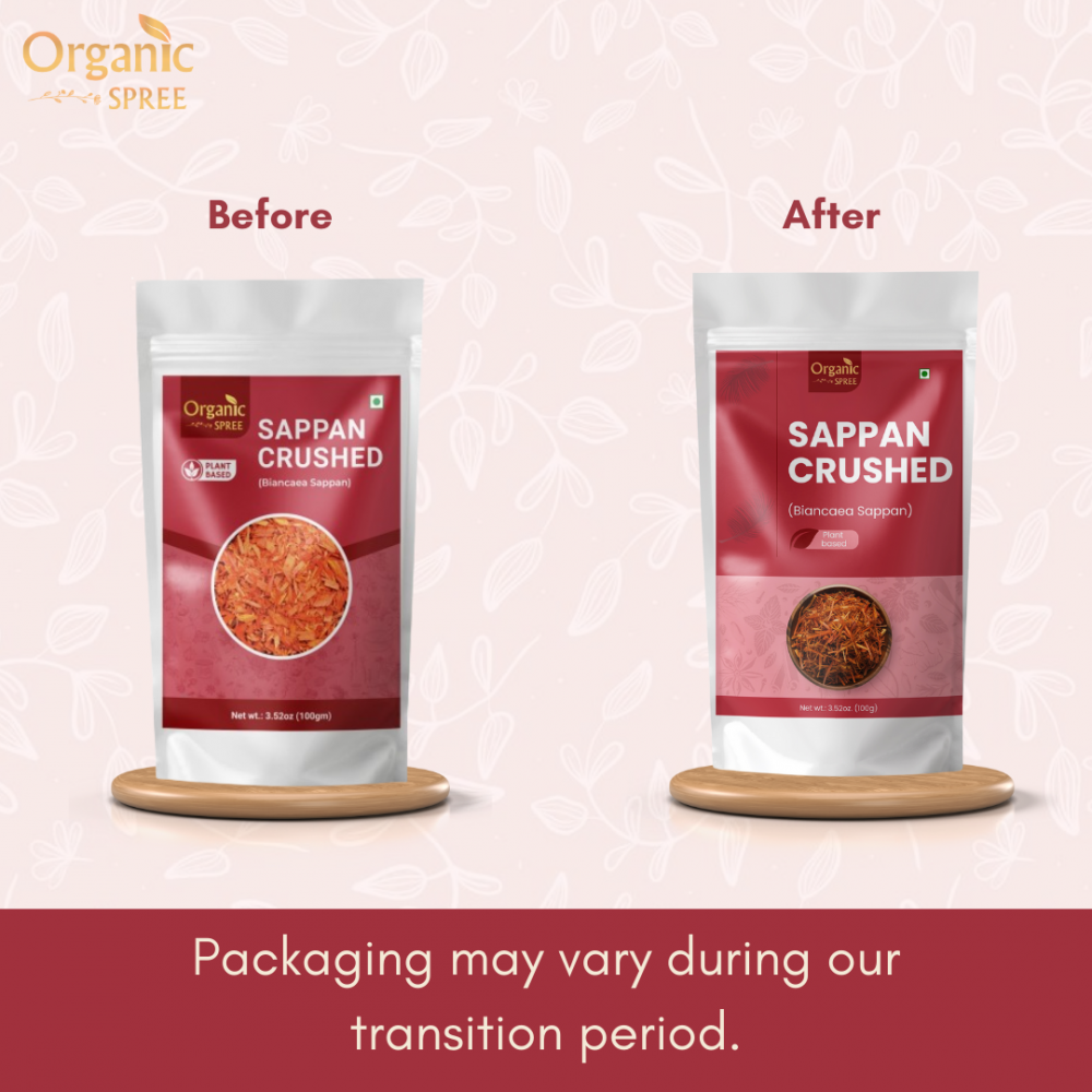 Organic Spree Sappan Wood Crushed 100gm (3.52oz) Biancaea Sappan – Pathimugam/Pathimukham – Herbal Drink Mix