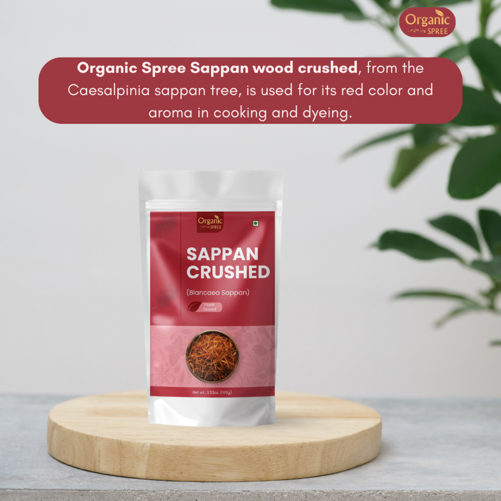 Organic Spree Sappan Wood Crushed 100gm (3.52oz) Biancaea Sappan – Pathimugam/Pathimukham – Herbal Drink Mix